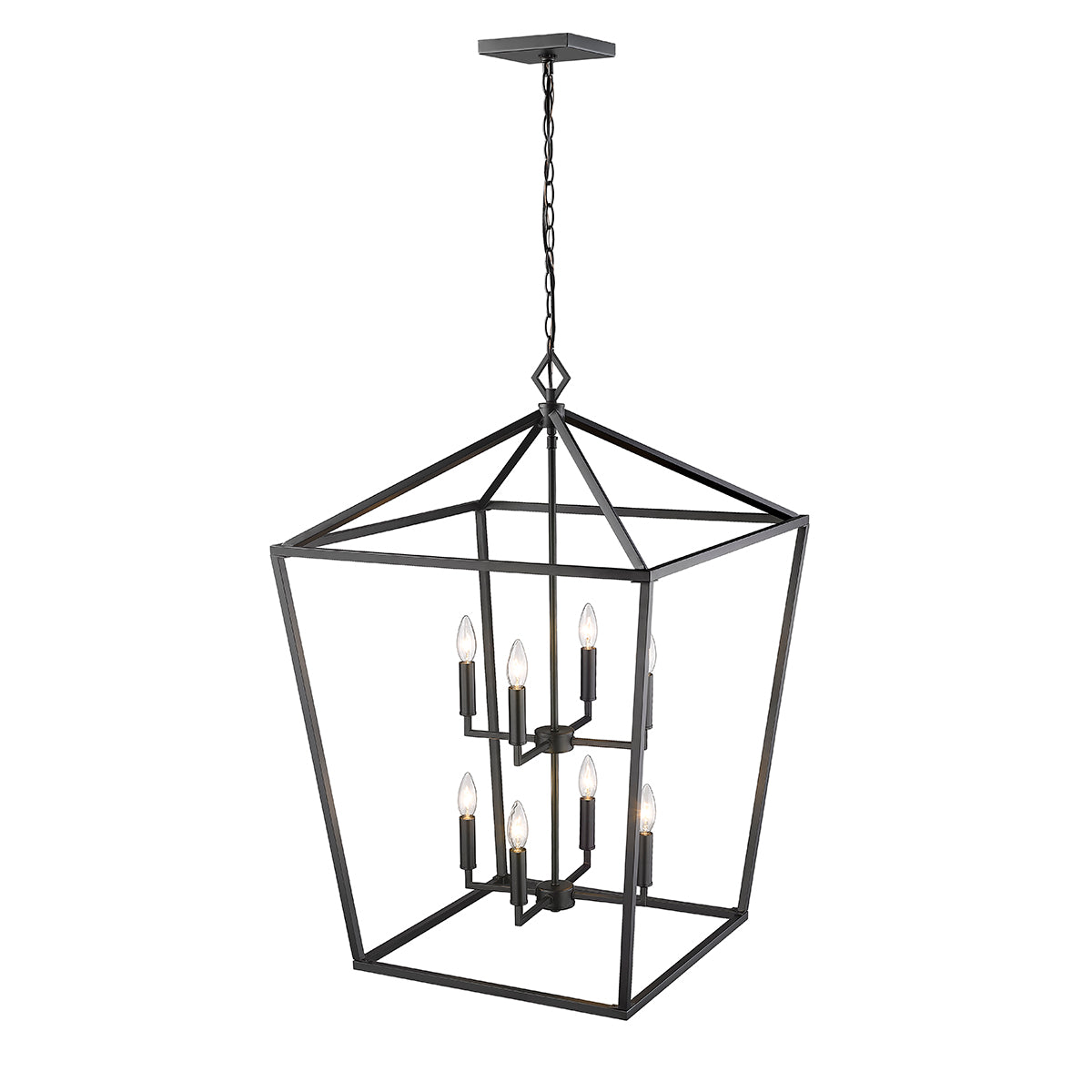 36'' Corona Matte Black 8 Light Pendant