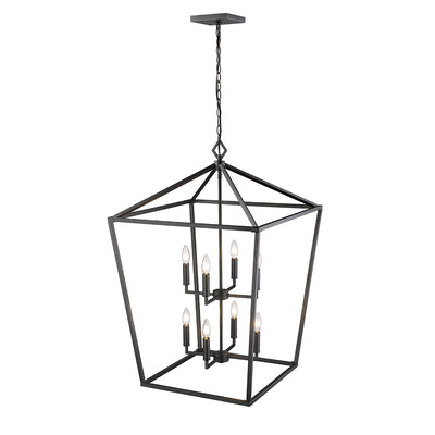 36'' Corona Matte Black 8 Light Pendant