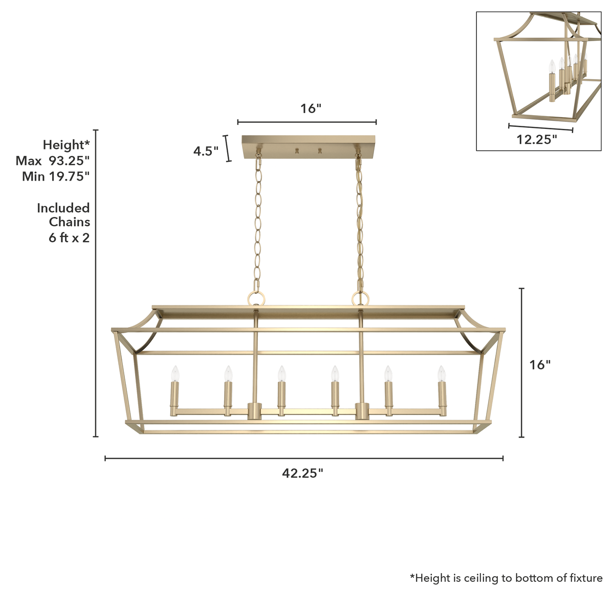 Laurel Ridge 42-inch 6-light Alturas Gold Linear Chandelier