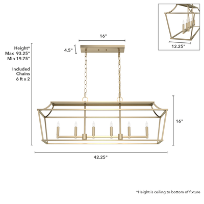 Laurel Ridge 42-inch 6-light Alturas Gold Linear Chandelier