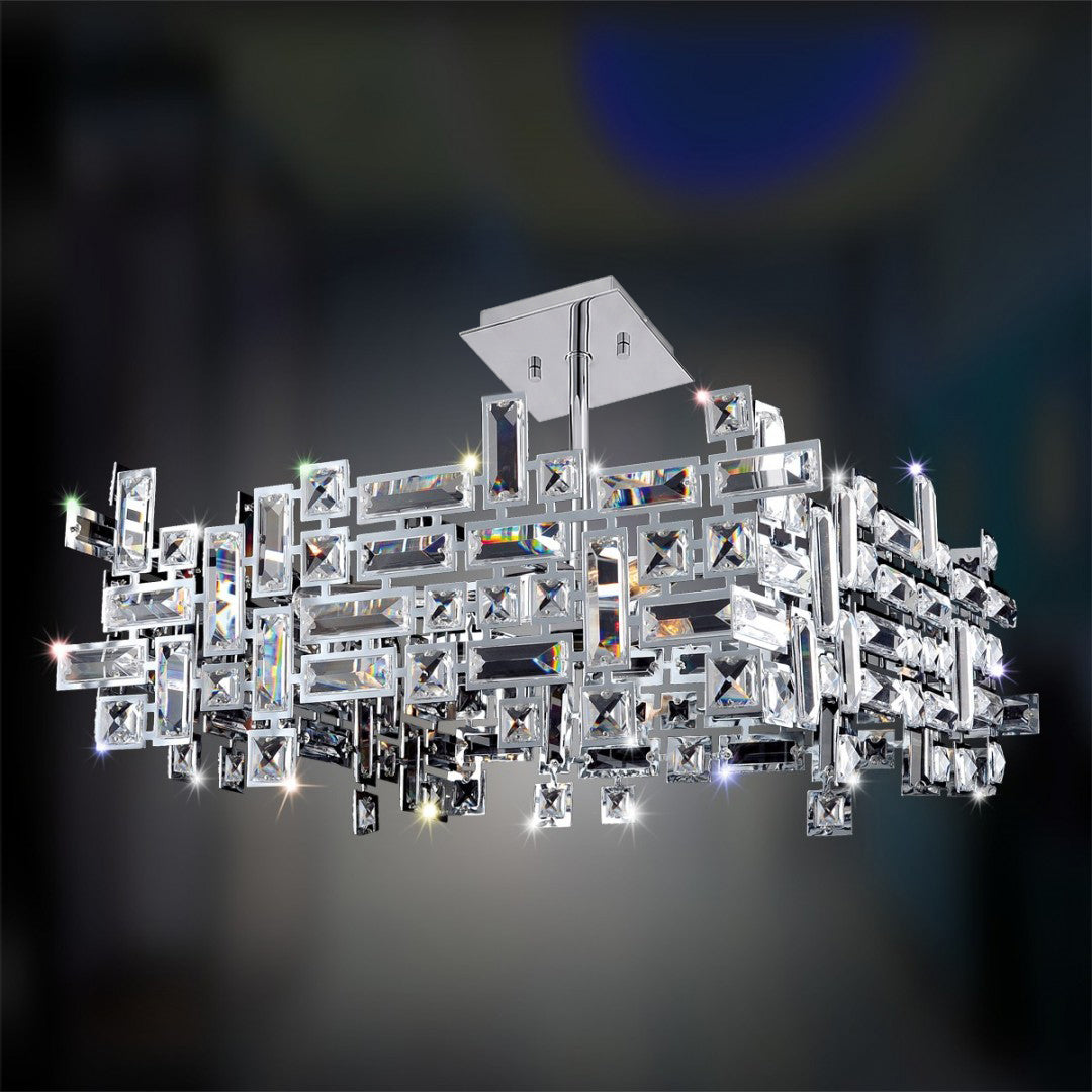 9'' Vermeer 8 Light Chrome Chandelier