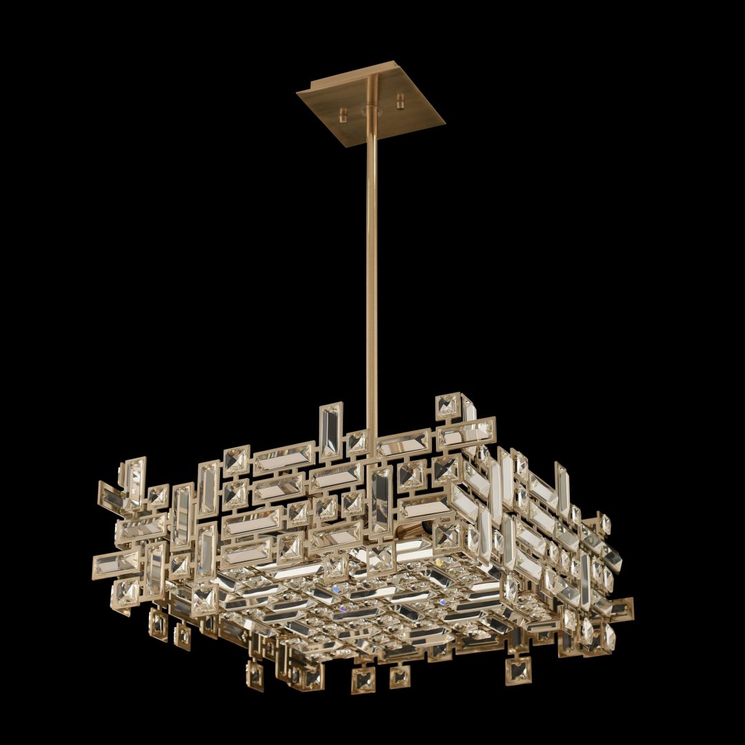 9'' Vermeer 8 Light Brushed Champagne Gold Chandelier