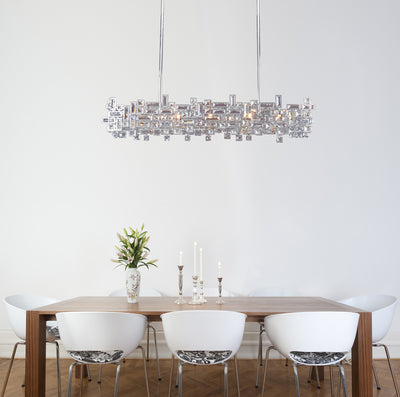 9'' Vermeer 8 Light Chrome Linear Pendant