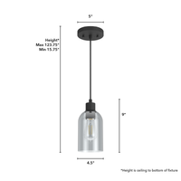 Lochemeade 4.5-inch 1-light Natural Black Iron Pendant with Smoked Glass