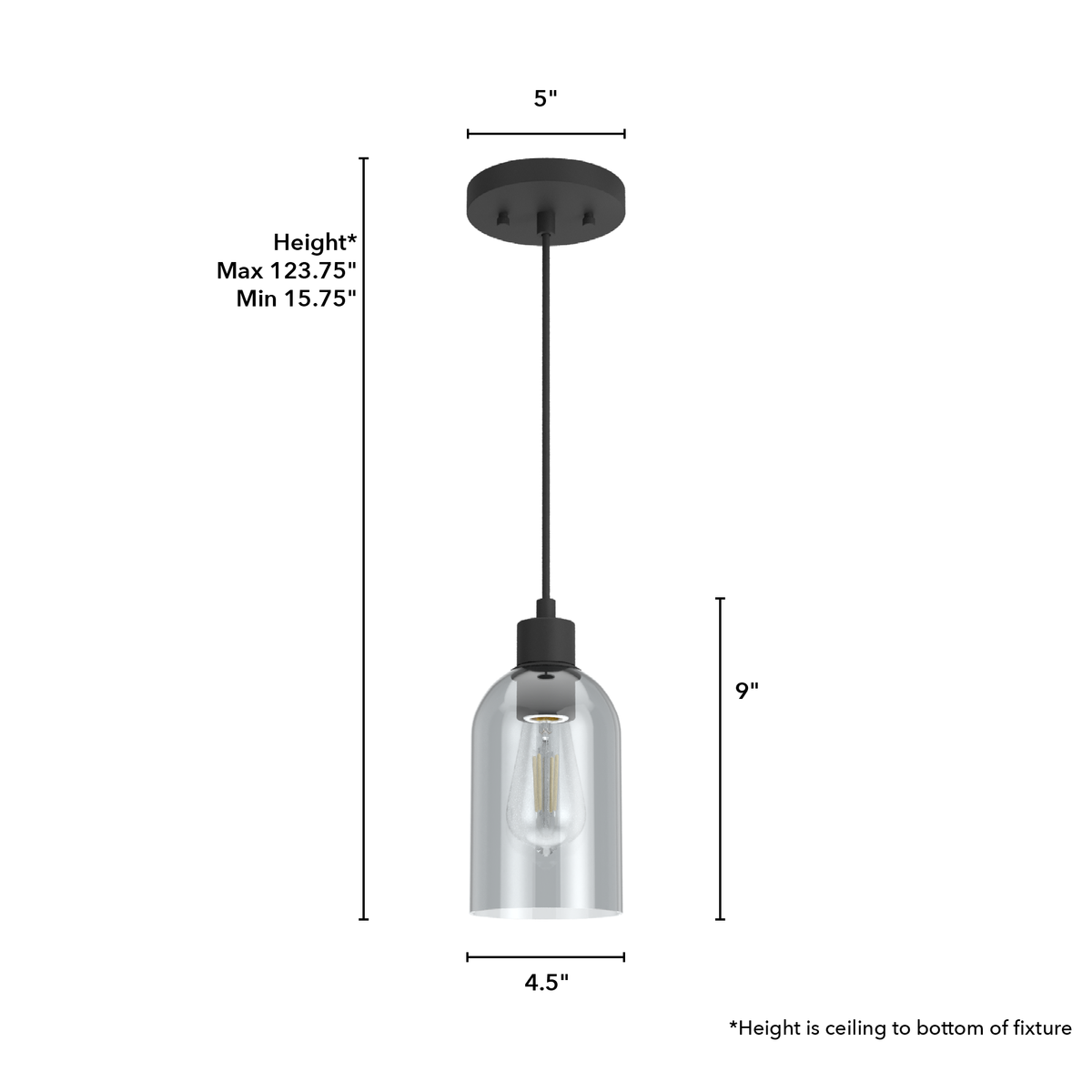 Lochemeade 4.5-inch 1-light Natural Black Iron Pendant with Smoked Glass