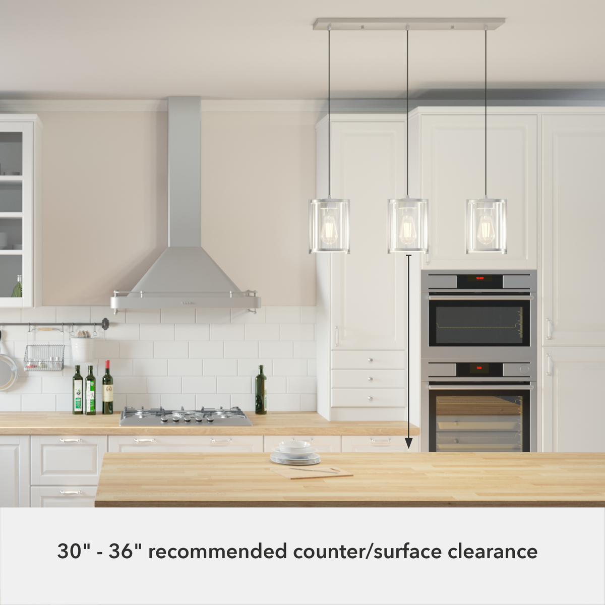 Astwood 28.5-inch 3-light Brushed Nickel Linear Pendant Cluster with Clear Glass