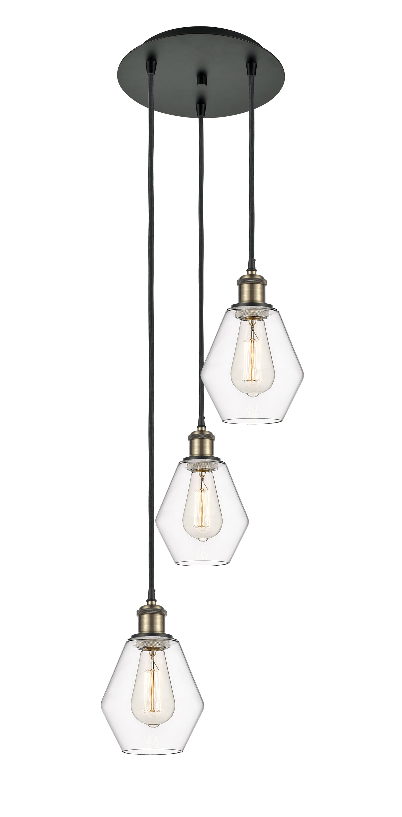 Ballston Multi Pendant Antique Brass Glass