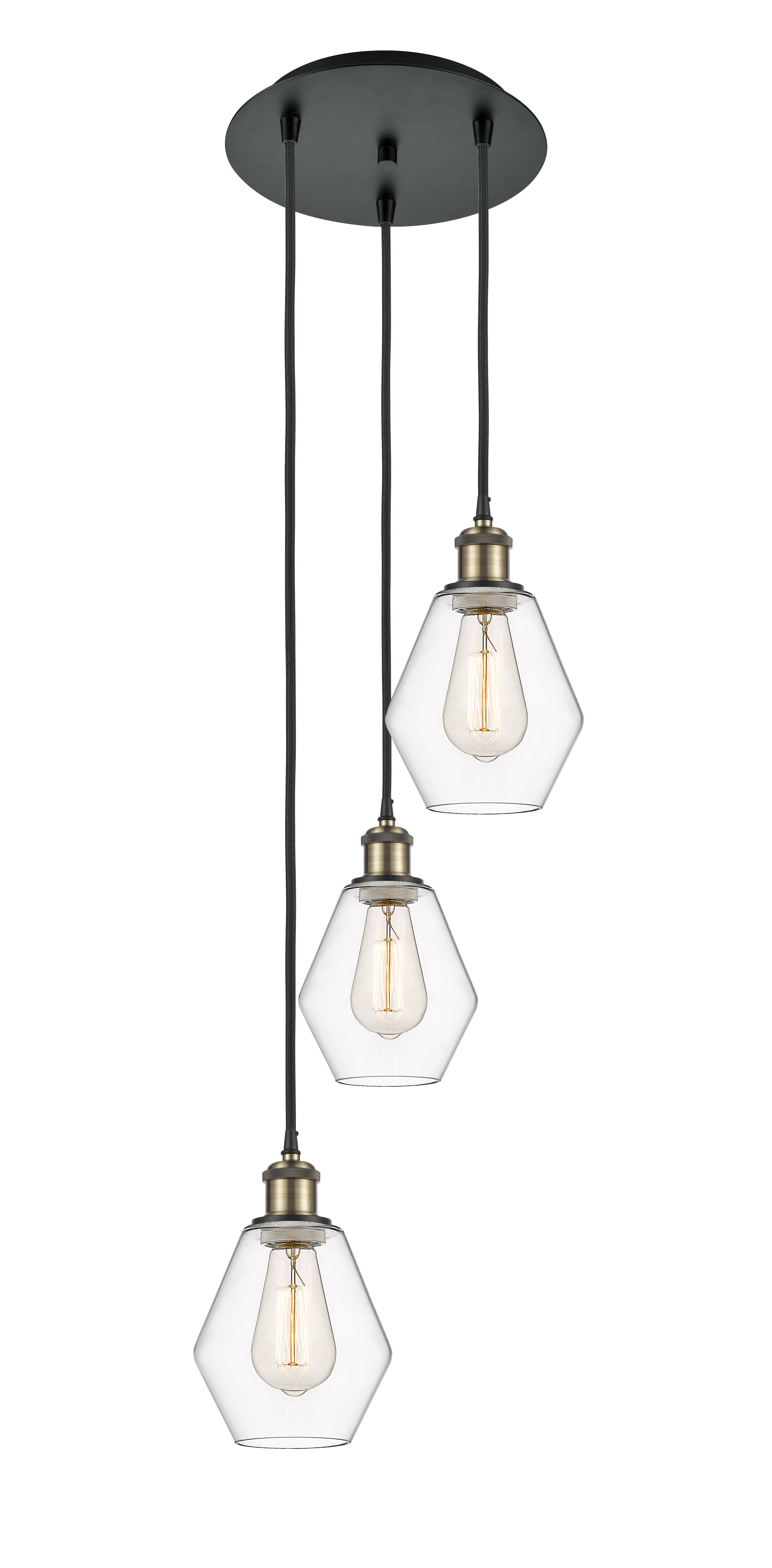 Ballston Multi Pendant Antique Brass Glass