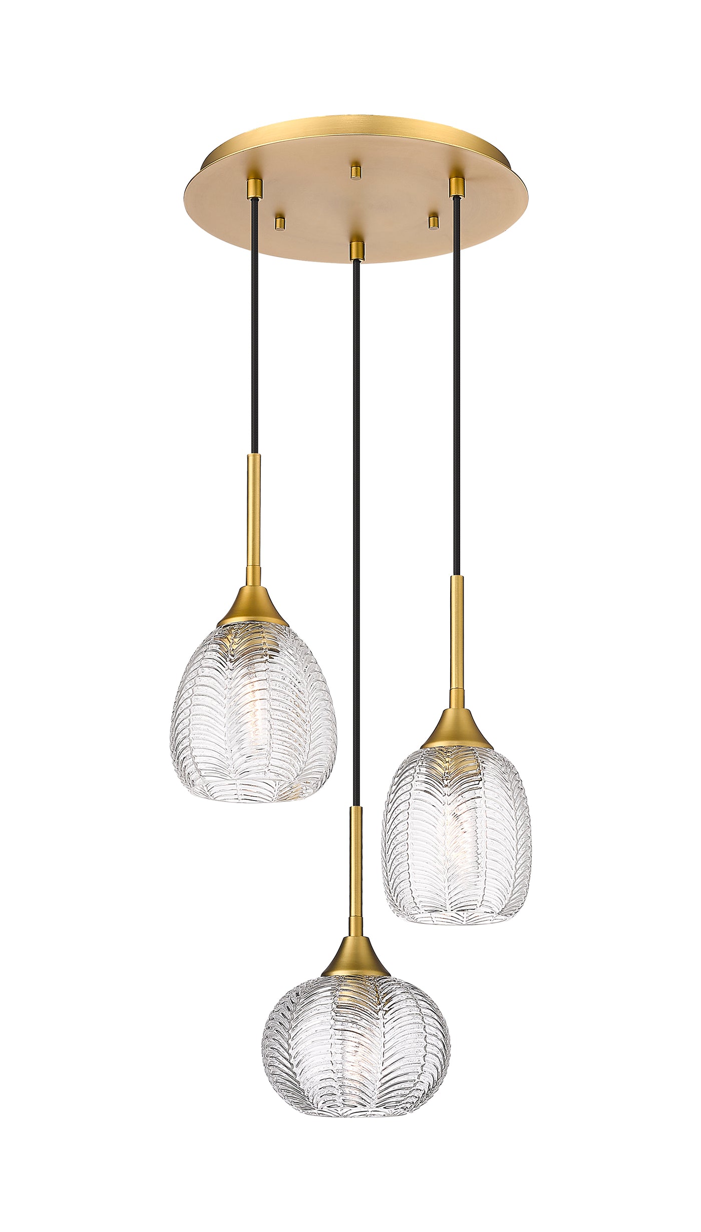 Berkshire Multi Pendant Brushed Brass Glass
