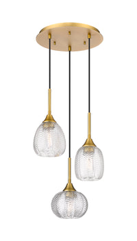 Berkshire Multi Pendant Brushed Brass Glass