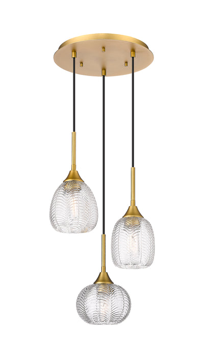 Berkshire Multi Pendant Brushed Brass Glass