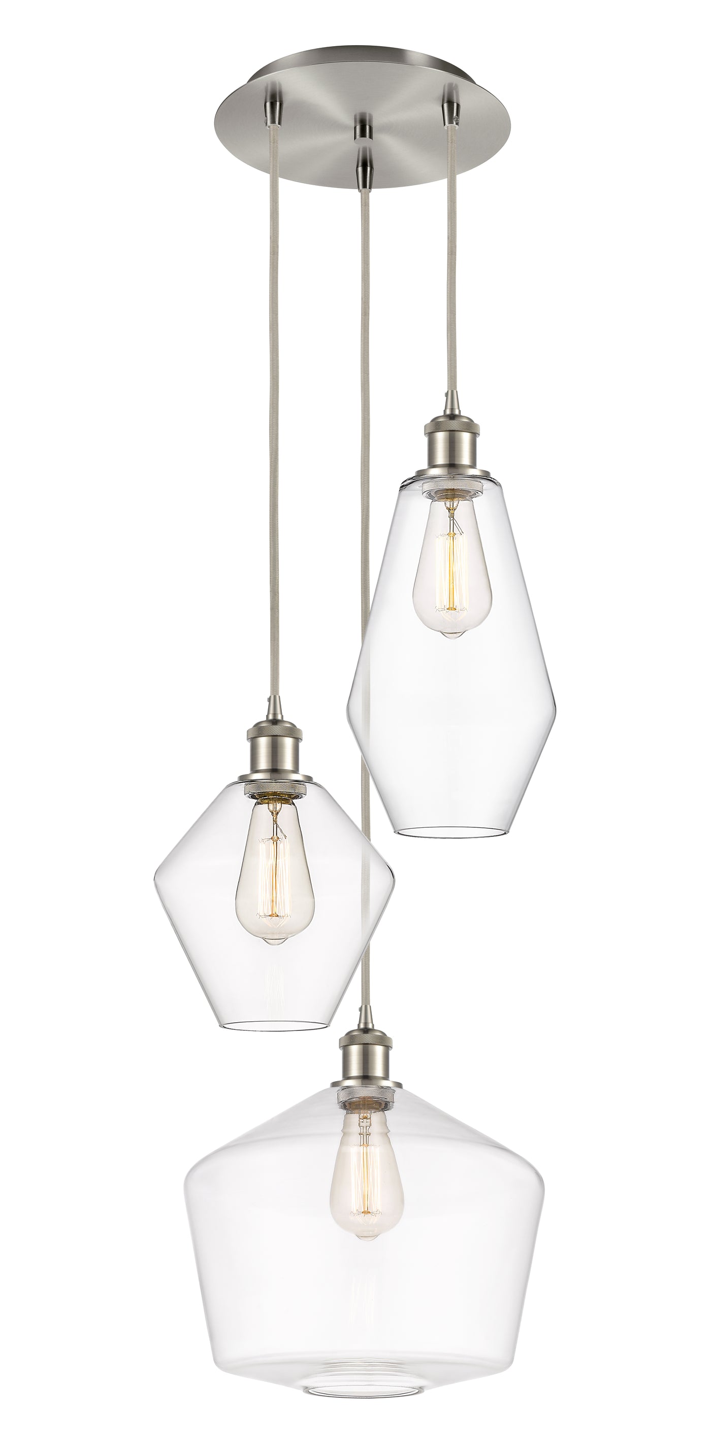 Ballston Multi Pendant 3 Light Brass Glass