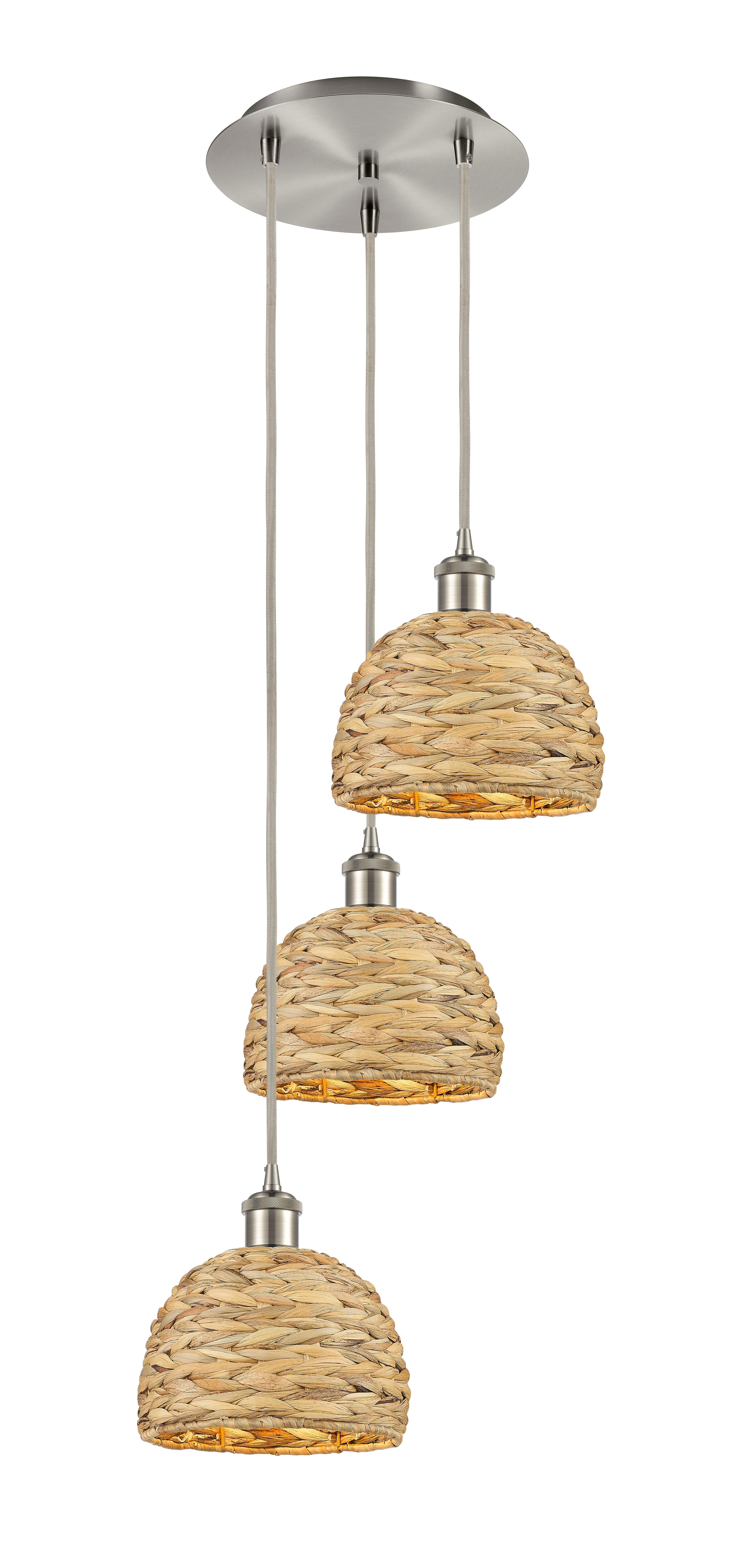 Ballston Multi Pendant Antique Brass Rattan