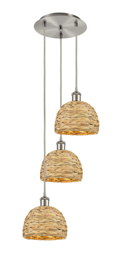 Woven Rattan 15-Inch 3-Light Cord-Hung Multi-Light Pendant