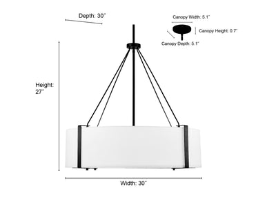 27'' Telfar Matte Black/White 6 Light Pendant