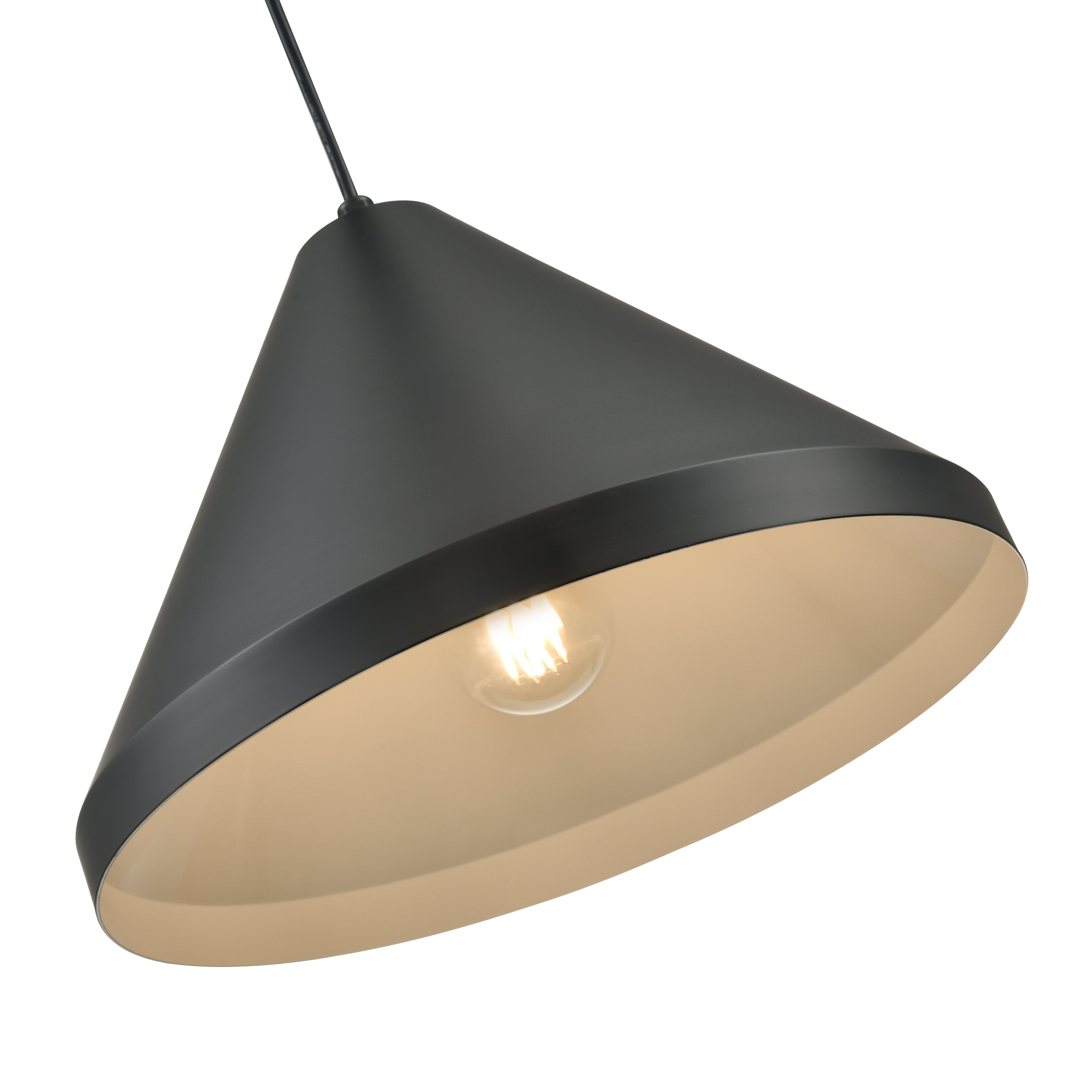13 x 11-inch R Series Satin Black 1-Light Black Glass Cone Pendant Light