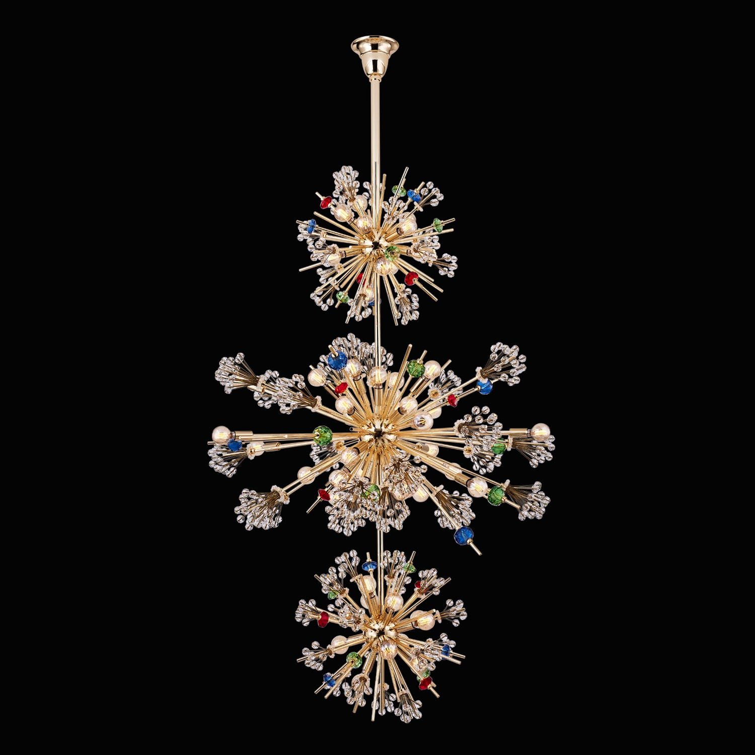 60'' Constellation Colorata 50 Light 18k Gold Tiered Chandelier