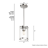 Astwood 6-inch 1-light Polished Nickel Pendant with Clear Glass