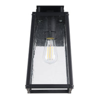Salford 13-inch 1-light Matte Black Exterior Wall Sconce with Clear Antique Glass