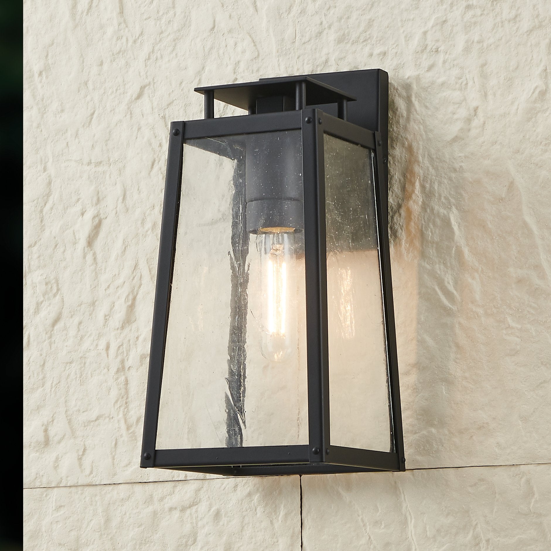 Salford 13-inch 1-light Matte Black Exterior Wall Sconce with Clear Antique Glass