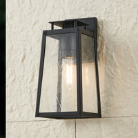 Salford 13-inch 1-light Matte Black Exterior Wall Sconce with Clear Antique Glass