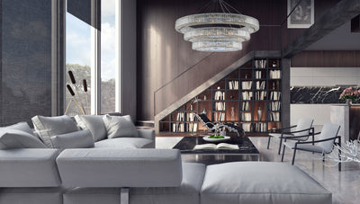 30'' Rondelle 48 Light Chrome Tiered Chandelier