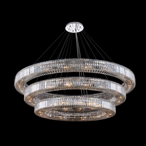 20 inch Rondelle 56 Light Chrome Tiered Chandelier