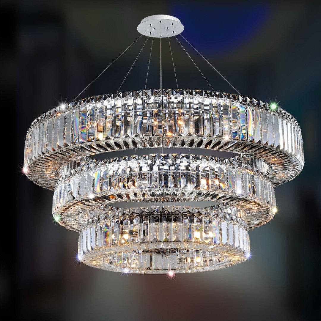 14'' Rondelle 39 Light Chrome Tiered Chandelier