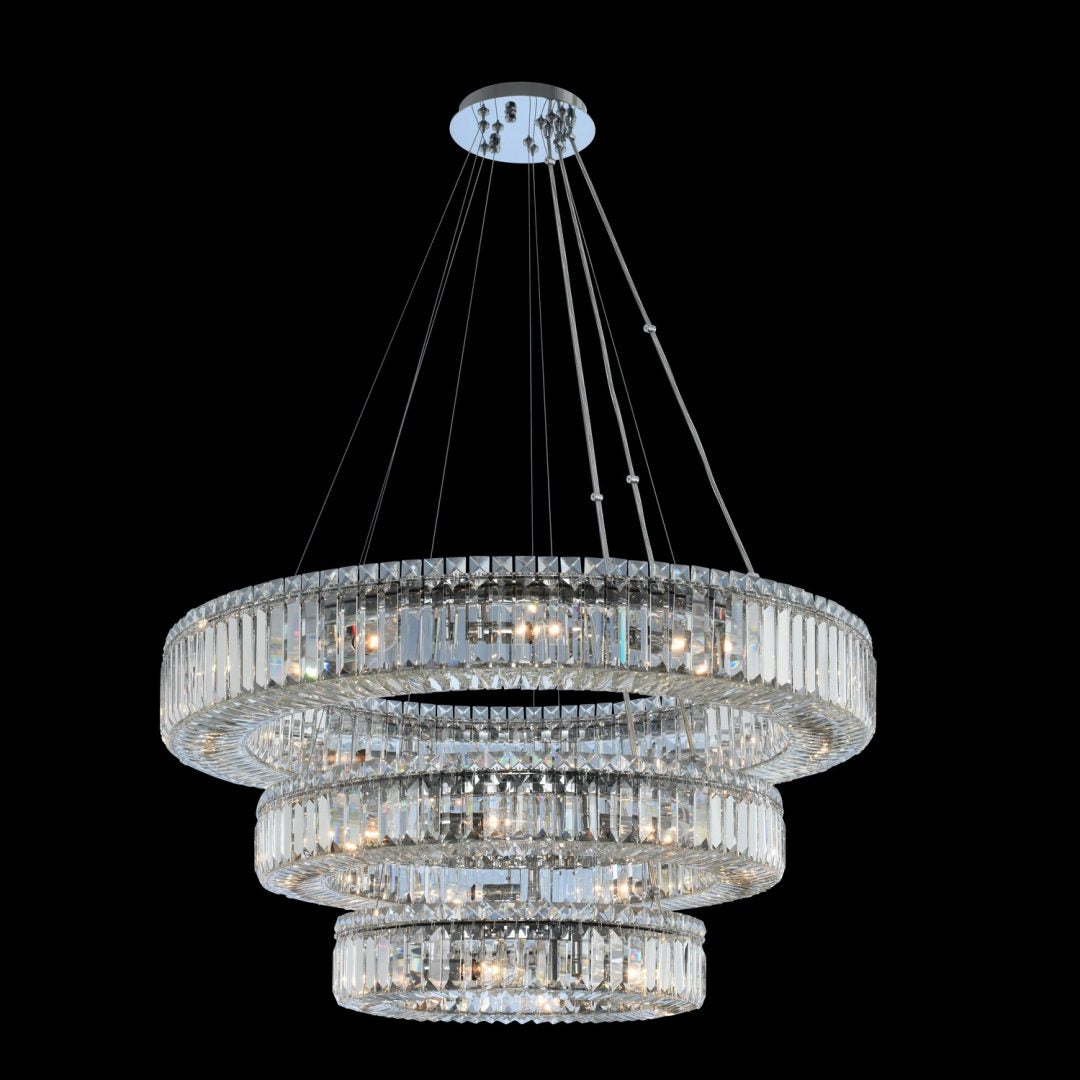 30'' Rondelle 27 Light Chrome Tiered Chandelier