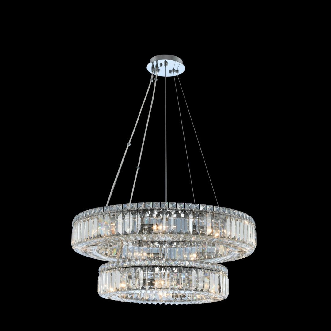 30'' Rondelle 15 Light Chrome Tiered Chandelier