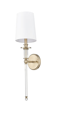 26-inch Modern Gold 1-Light Wall Sconce with White Shade