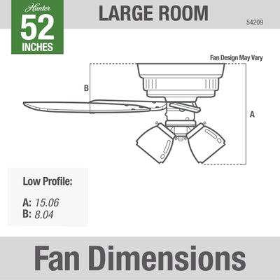 52 inch Crestfield Brushed Nickel Low Profile Ceiling Fan with LED Light Kit and Pull Chain