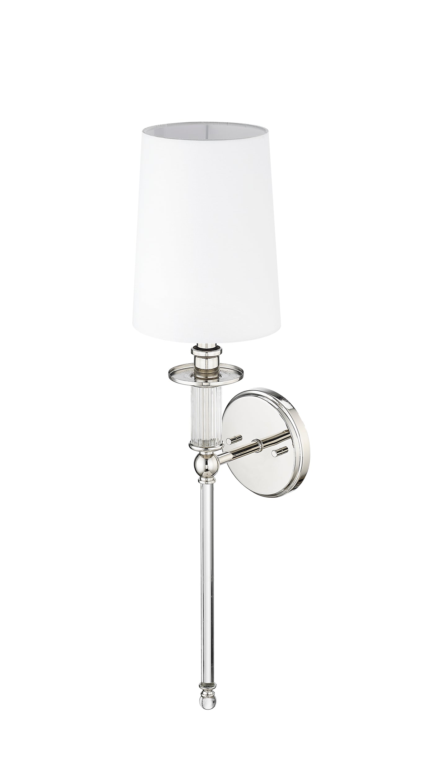 26-inch Polished Nickel 1-Light Wall Sconce with White Shade