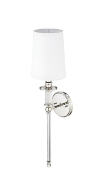 26-inch Polished Nickel 1-Light Wall Sconce with White Shade