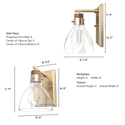 Van Nuys 9-inch 1-light Alturas Gold Wall Sconce with Clear Glass