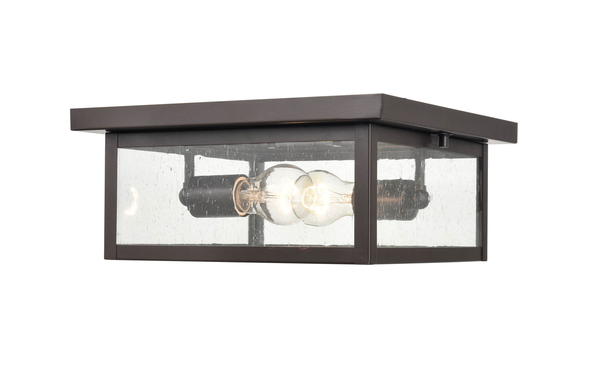 12-inch Evanton Powder Coated Bronze 2-Light Outdoor Flush Mount Ceiling Light