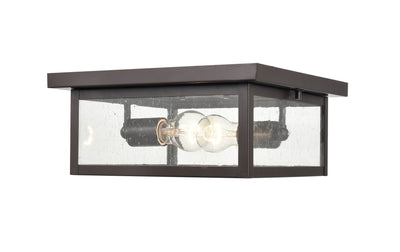12-inch Evanton Powder Coated Bronze 2-Light Outdoor Flush Mount Ceiling Light