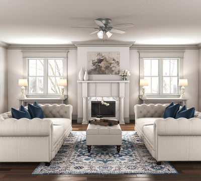52 inch Builder Matte Silver Low Profile Ceiling Fan with LED Light Kit and Pull Chain