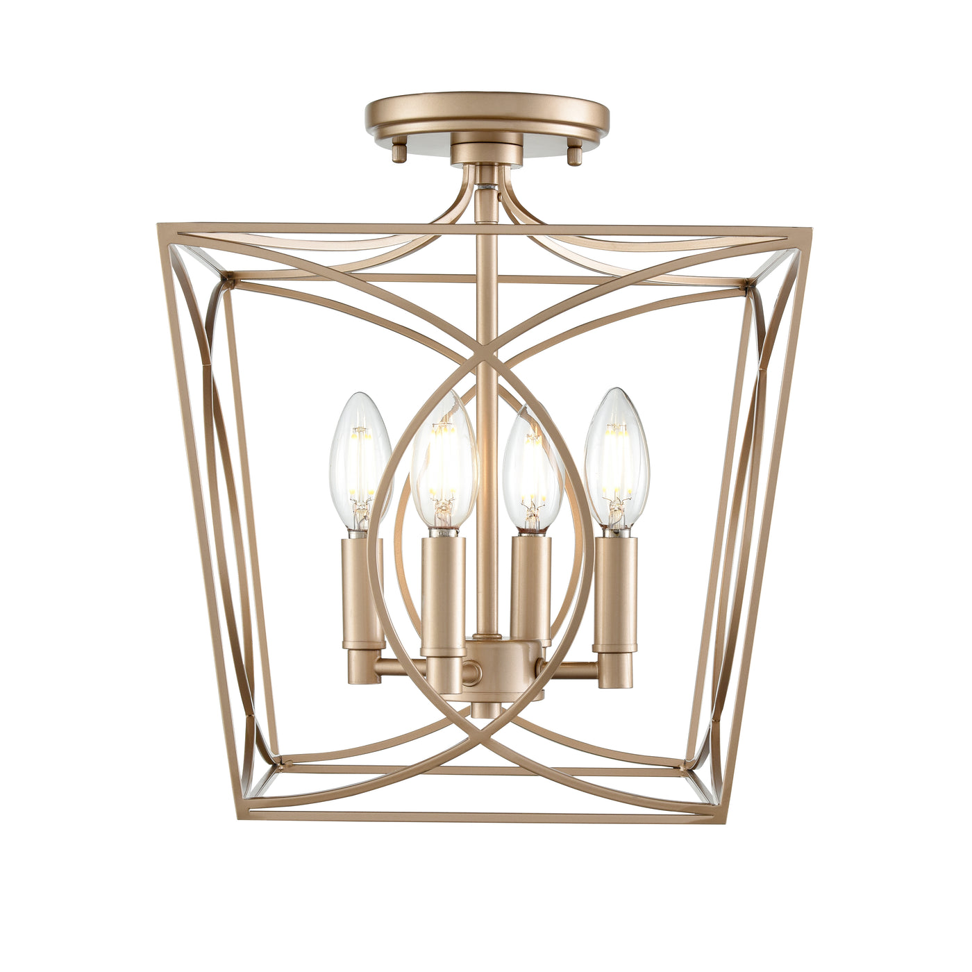 14'' Tracy Painted Modern Gold 4 Light Semi-Flush Mount