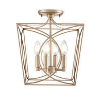 14'' Tracy Painted Modern Gold 4 Light Semi-Flush Mount