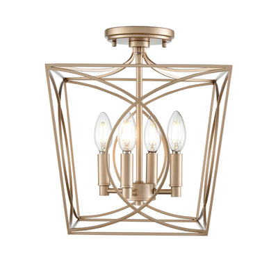 14'' Tracy Painted Modern Gold 4 Light Semi-Flush Mount