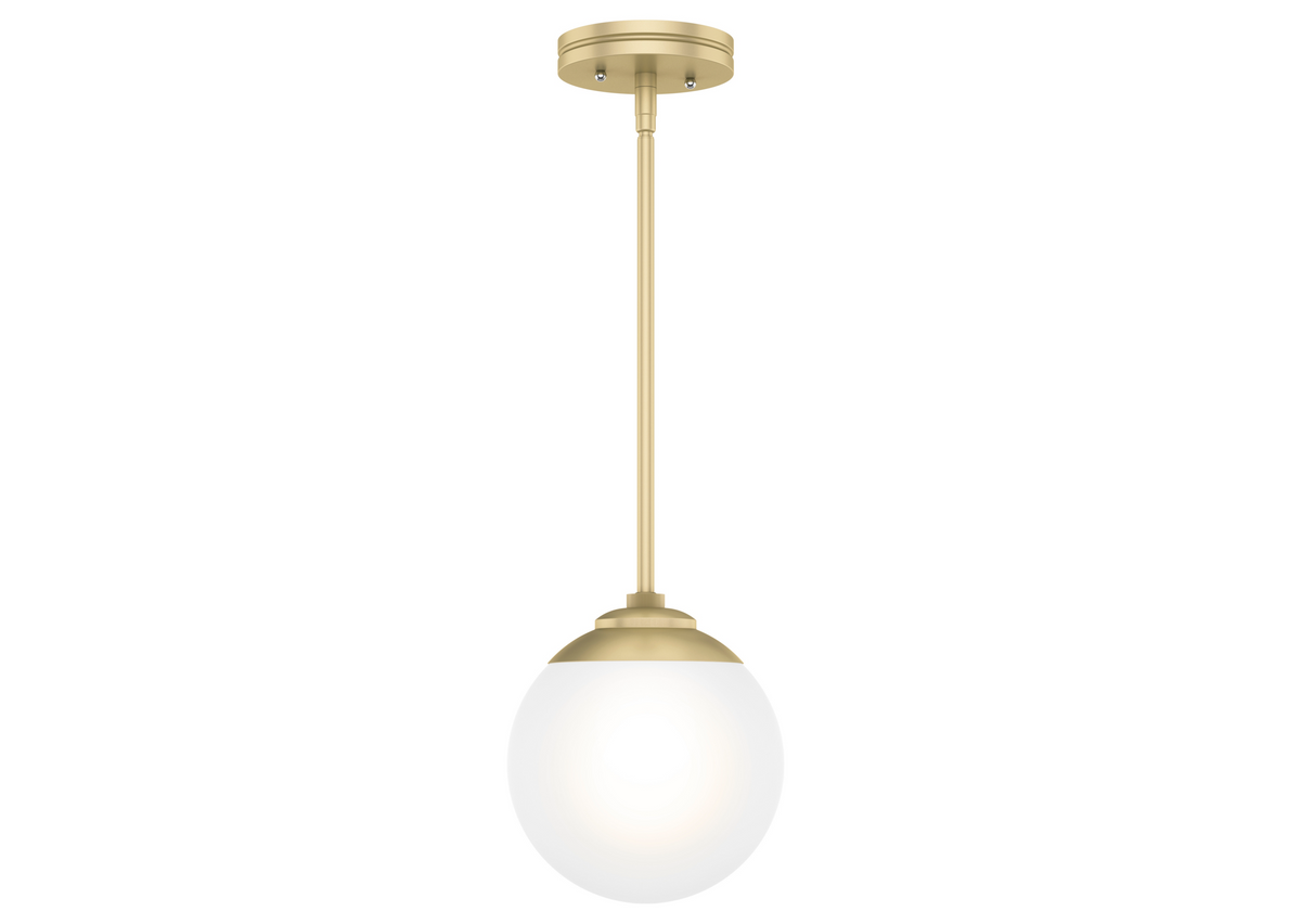 Hepburn 8-inch 1-light Modern Brass Globe Pendant with Cased White Glass