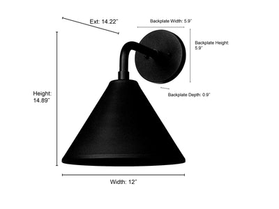 12'' Axston Textured Black 1 Light Wall Sconce
