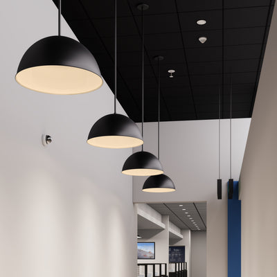 18-inch R Series Satin Black 1-Light Black Glass Pendant Light