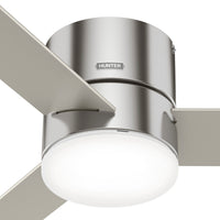 52 inch Minimus Brushed Nickel Low Profile Ceiling Fan with LED Light Kit and Handheld Remote