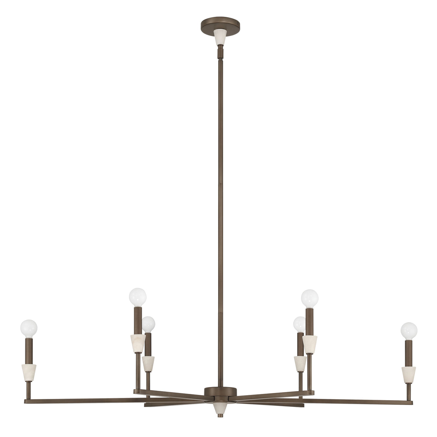 Montclair 46-inch 6-light Forged Bronze and Natural Alabaster Linear Chandelier