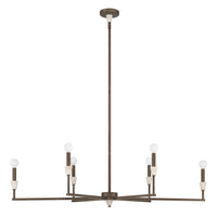 Montclair 46-inch 6-light Forged Bronze and Natural Alabaster Linear Chandelier