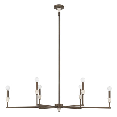 Montclair 46-inch 6-light Forged Bronze and Natural Alabaster Linear Chandelier