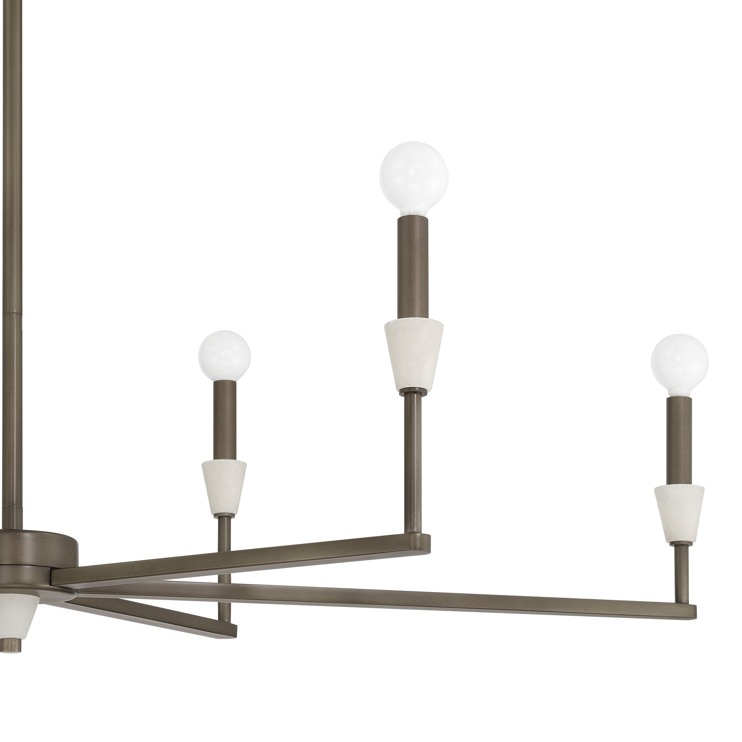 Montclair 46-inch 6-light Forged Bronze and Natural Alabaster Linear Chandelier