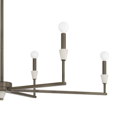 Montclair 46-inch 6-light Forged Bronze and Natural Alabaster Linear Chandelier